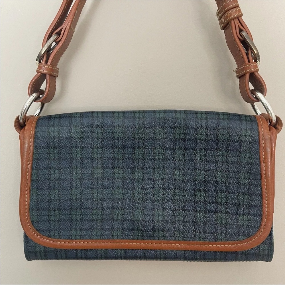 Lauren Ralph Lauren Vintage Leather Tartan Plaid Pocketbook Small Shoulder Bag